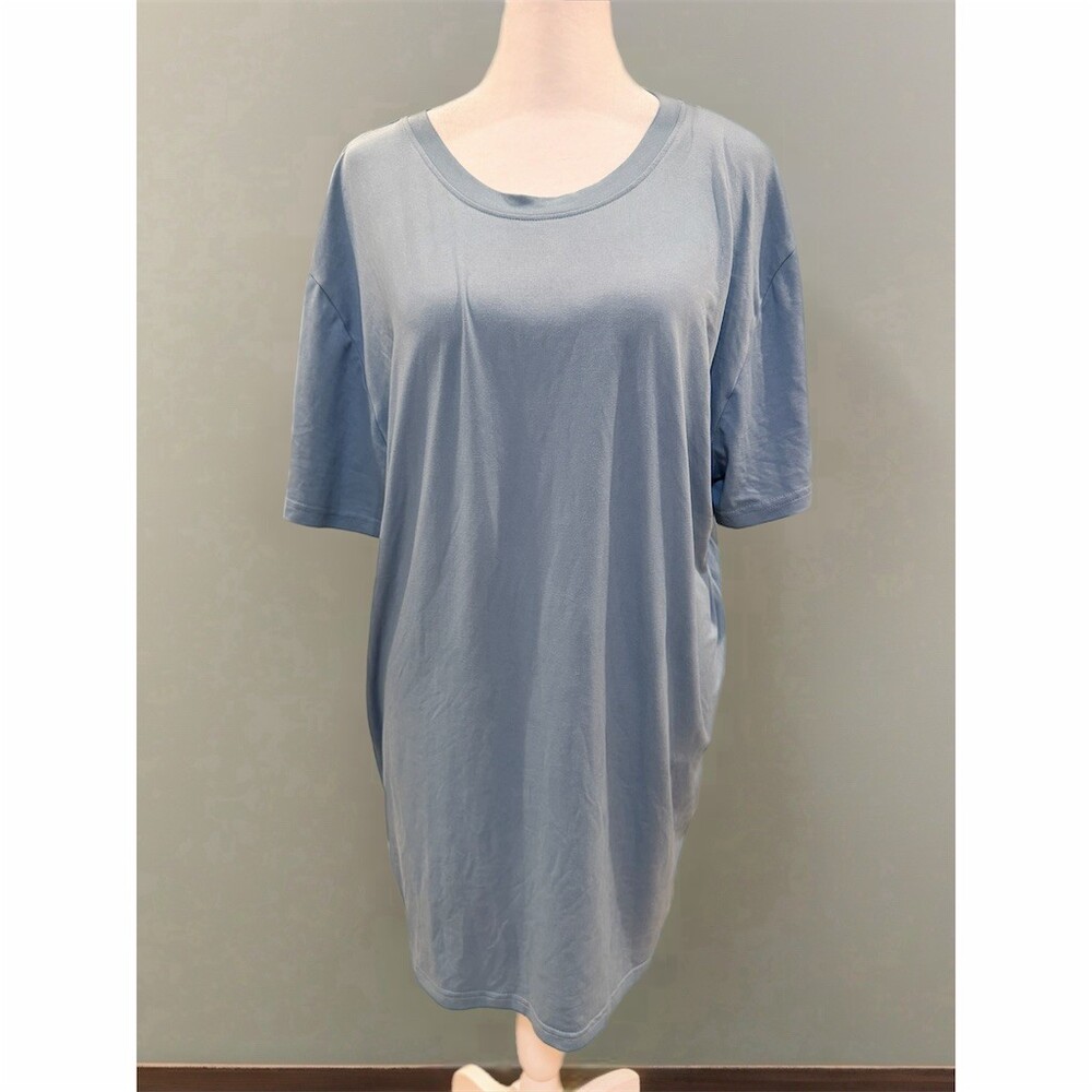 Skora Run Real Womens T-Shirt Dress Size L Light Blue Shift Knee Length